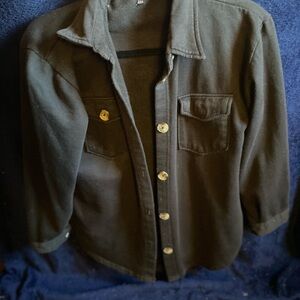 Classic Black Button-Front Women's Shirt Jacket